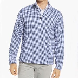 Southern Tide men size XXL quarter zip pullover Gingham Intercoastal navy preppy